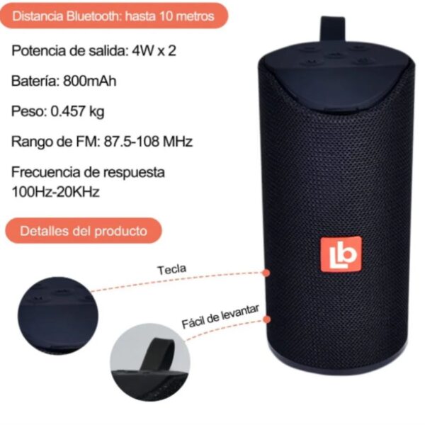 Bocina Inalámbrica Portátil Cilindrica Bluetooth Fm Tws Usb - Imagen 2