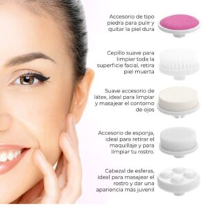 Cepillo Limpiado Facial Eléctrico 5 En 1 Masajeador Exfoliante de la  Piel