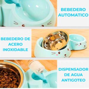 Dispensador Doble Comedero Y Bebedero Para Mascotas