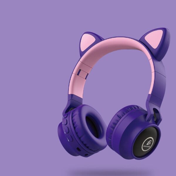 Auriculares De Diadema Con Orejas De Gato Bluetooth Luz Rgb - Imagen 2