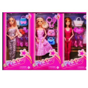 Set De 3 Muñecas Pinky Day Tipo Barbie Con Accesorios