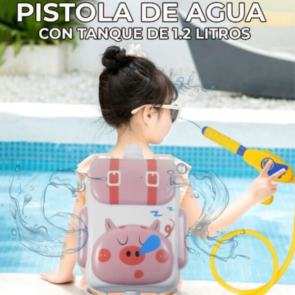 Pistola De Agua Con Tanque Mochila Para Niña Puerquito - Imagen 3