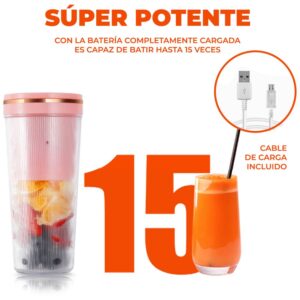 Vaso mini licuadora de 350ml recargable vía USB